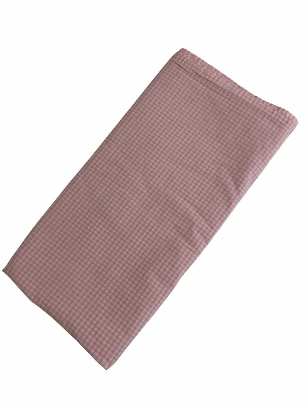 Vintage Pottery Barn Kids Twin Pink White Gingham Tiny Check Flat Sheet